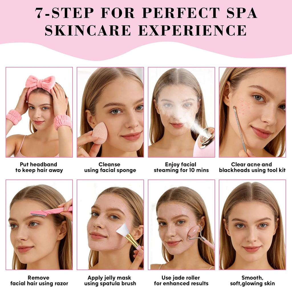 Pjordo Kit de vapor facial con 17 herramientas para el cuidado de l...