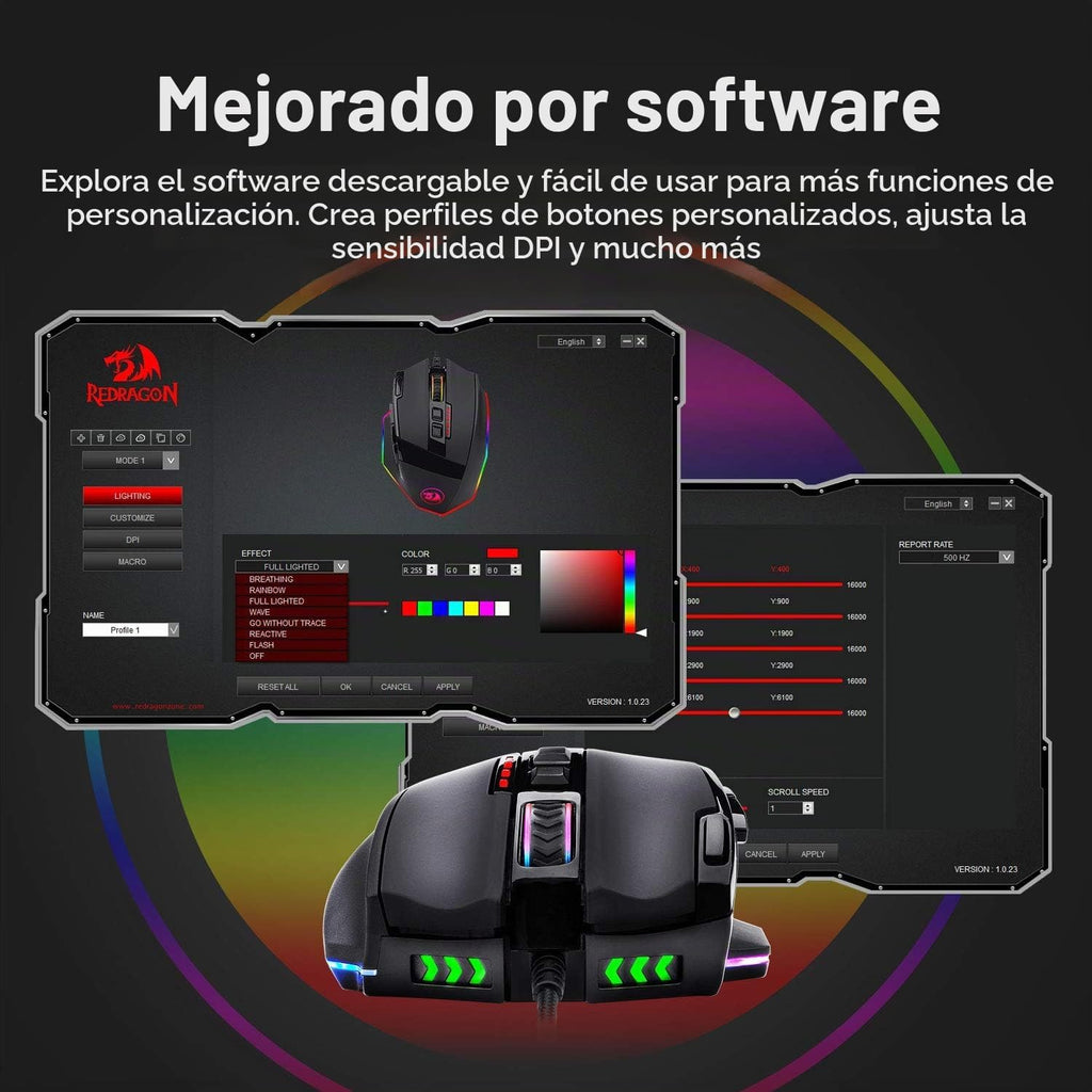 Redragon M801 Ratón para Juegos, Ratón RGB para PC MMO con 9 Botone...