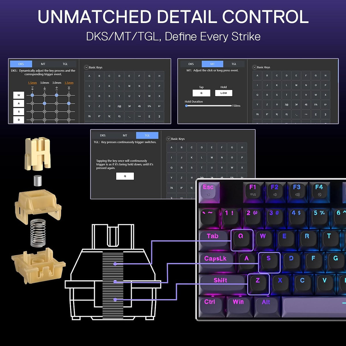 Redragon K556 Teclado para juegos con disparador rápido de efecto H...