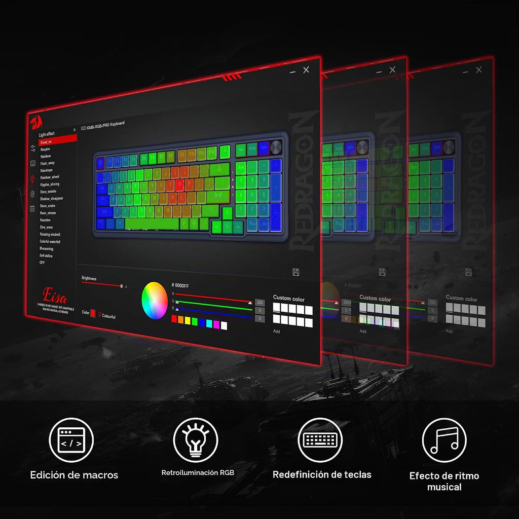 Redragon K686 PRO Teclado mecánico inalámbrico para juegos con junt...