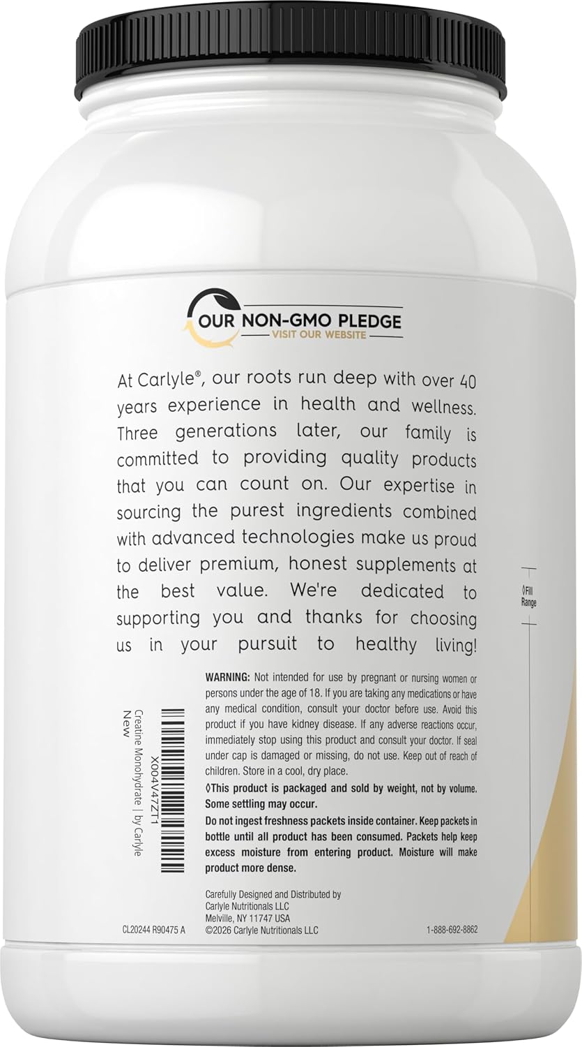 Carlyle Creatina Monohidrato Polvo 5000mg | 200 porciones | Sin sab...
