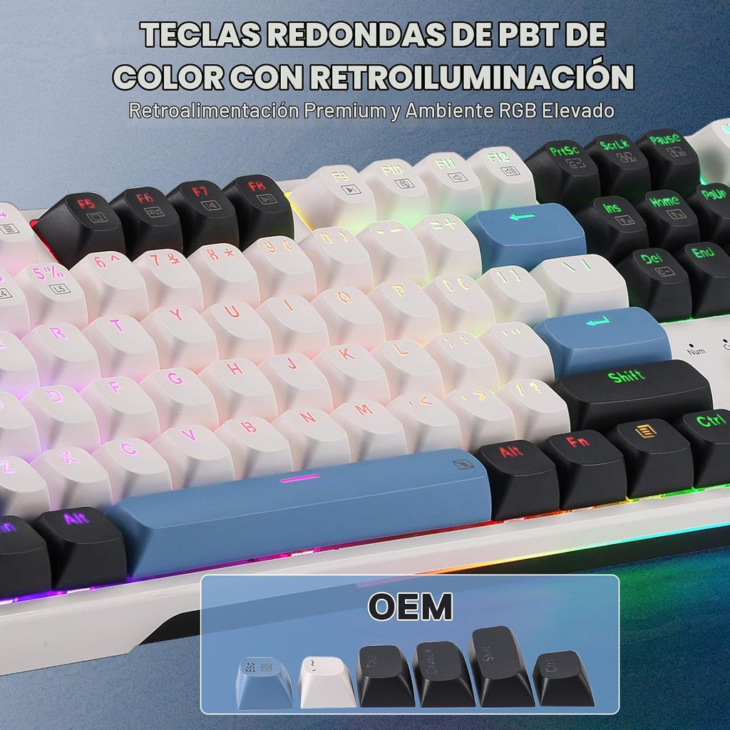 Redragon K668 Teclado para juegos RGB con cable intercambiable en c...