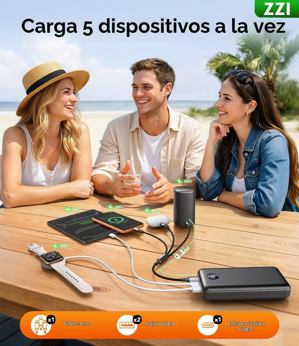 Banco de energía de 60,000 mAh: 5 dispositivos a la vez, perfecto p...