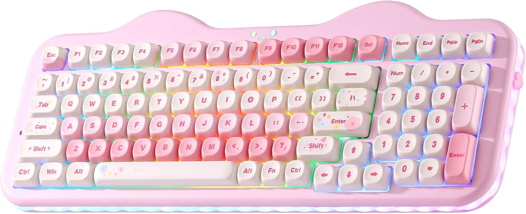 YUNZII Teclado mecánico inalámbrico C98 Cute Cake (rosa, interrupto...