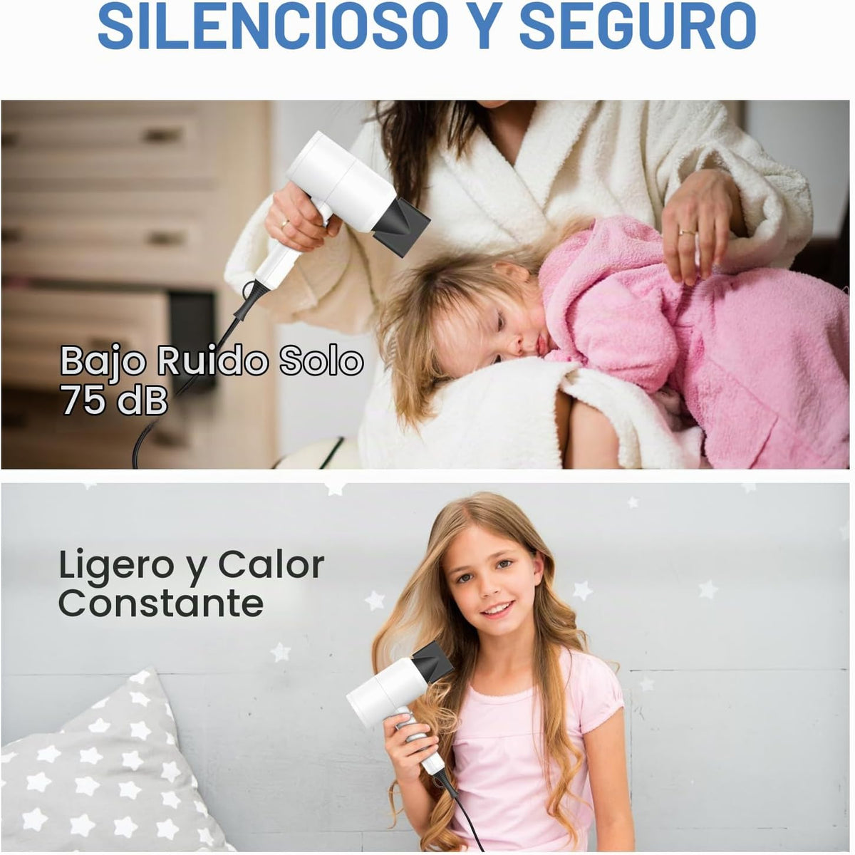 slopehill - Secador de pelo iónico profesional, potente secadora de...