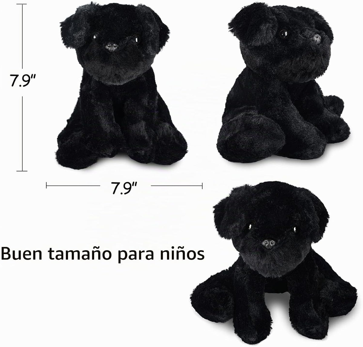 WEIGEDU Labrador Cachorro Perro Peluche Peluche Juguete, 7.9", Negr...