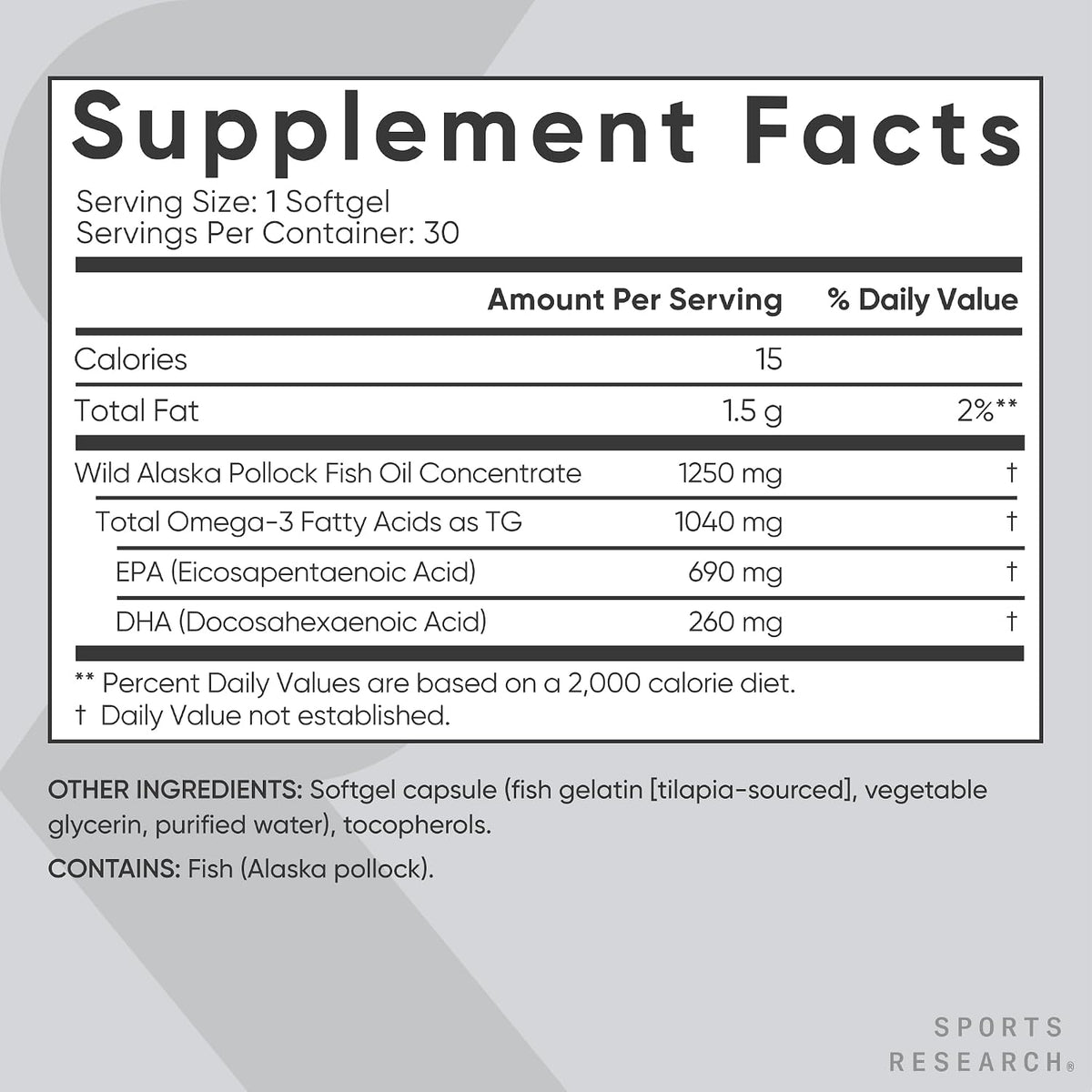 Sports Research® Aceite de pescado Omega-3 1250mg de Wild Alaska Po...