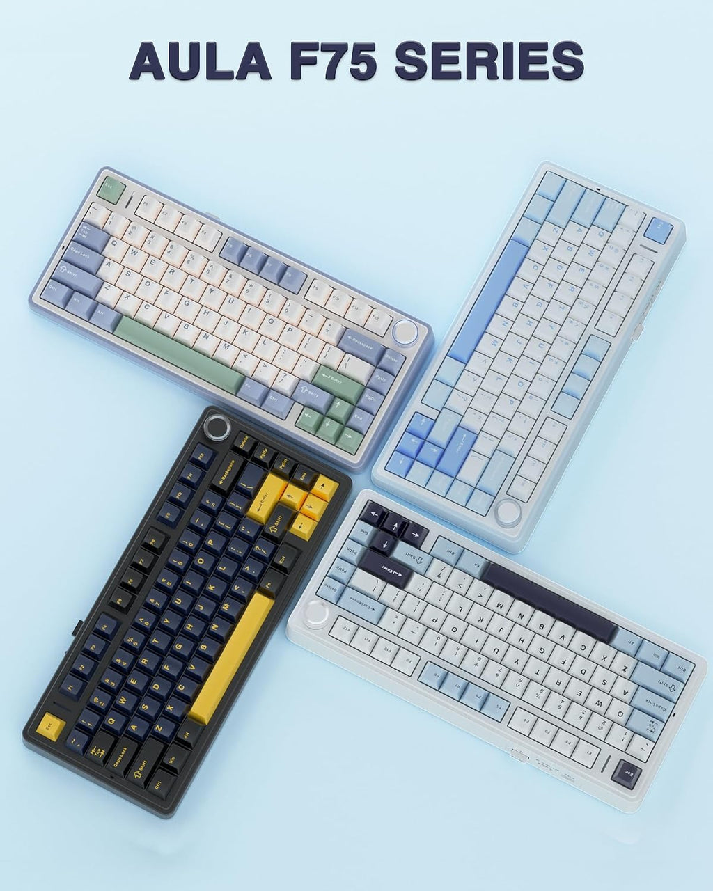 AULA F75 Teclado mecánico inalámbrico 75%, Teclado intercambiable e...