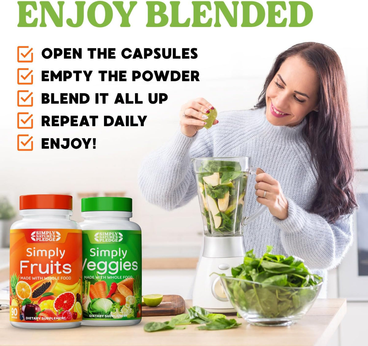Simply Nature's Pledge - Repleto de 42 frutas y verduras difere...