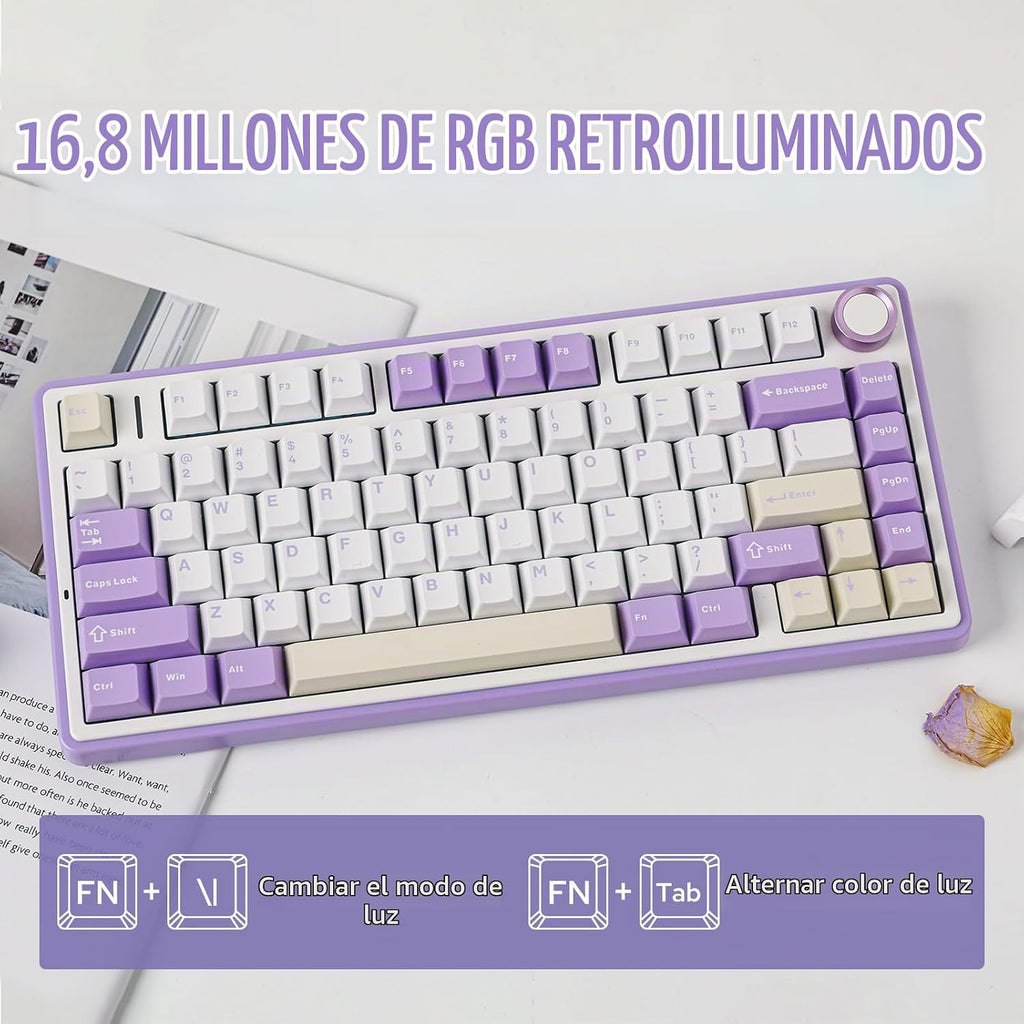 EPOMAKER x Aula F75 - Teclado mecánico con junta, 75% inalámbrico i...