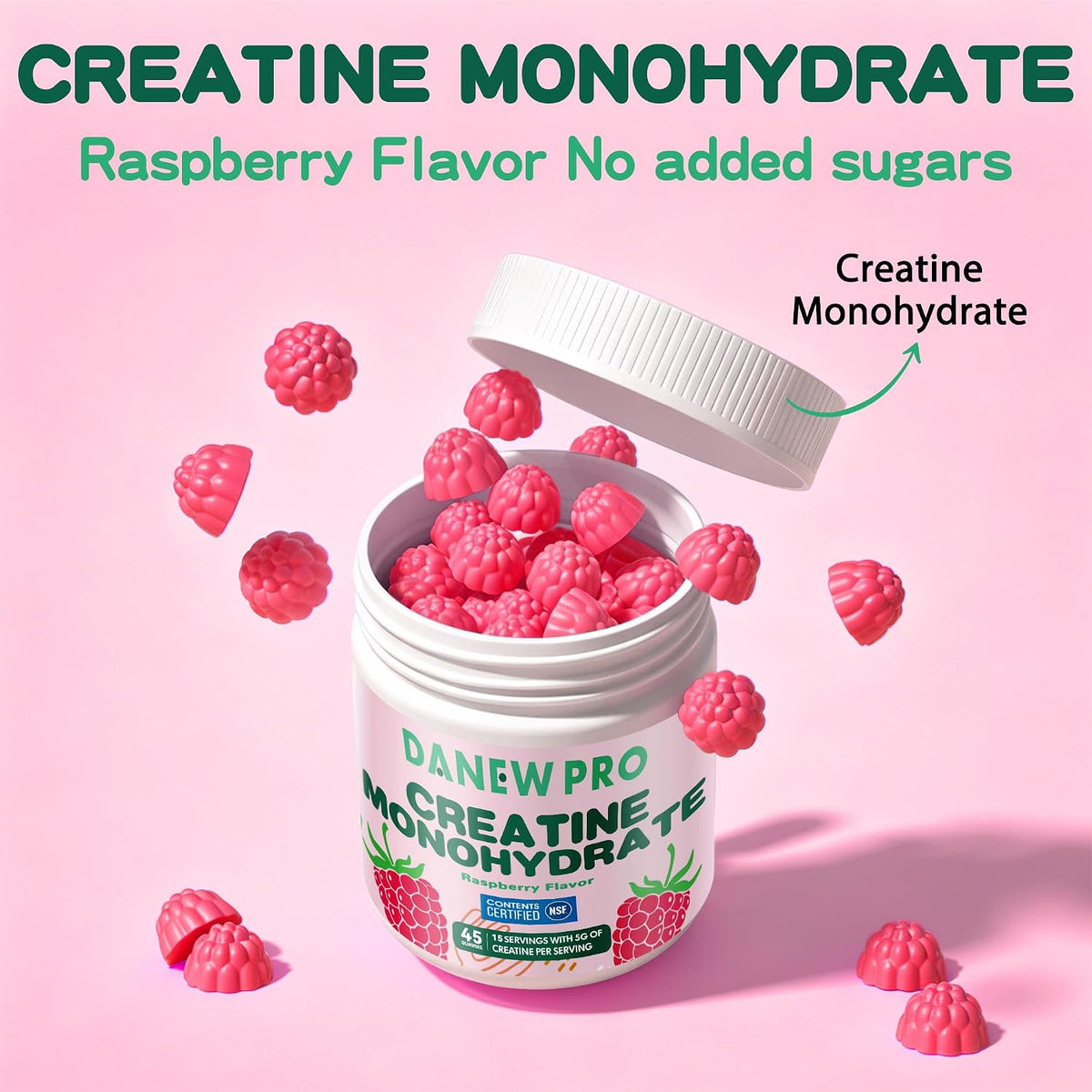 DANEW Pro Gomitas de creatina certificada por NSF 0.18 oz - Gomitas...