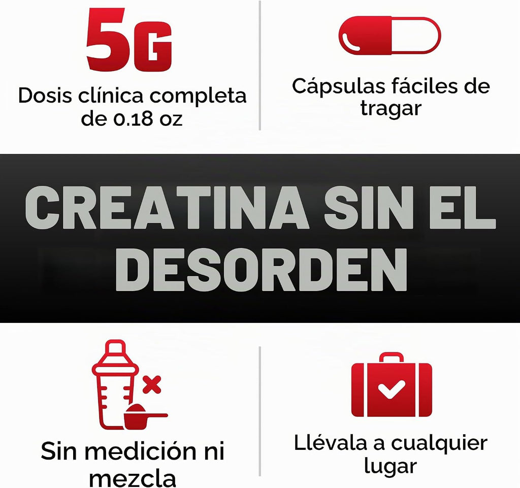 Cápsulas de monohidrato de creatina, 0.18 oz por porción, dosificad...