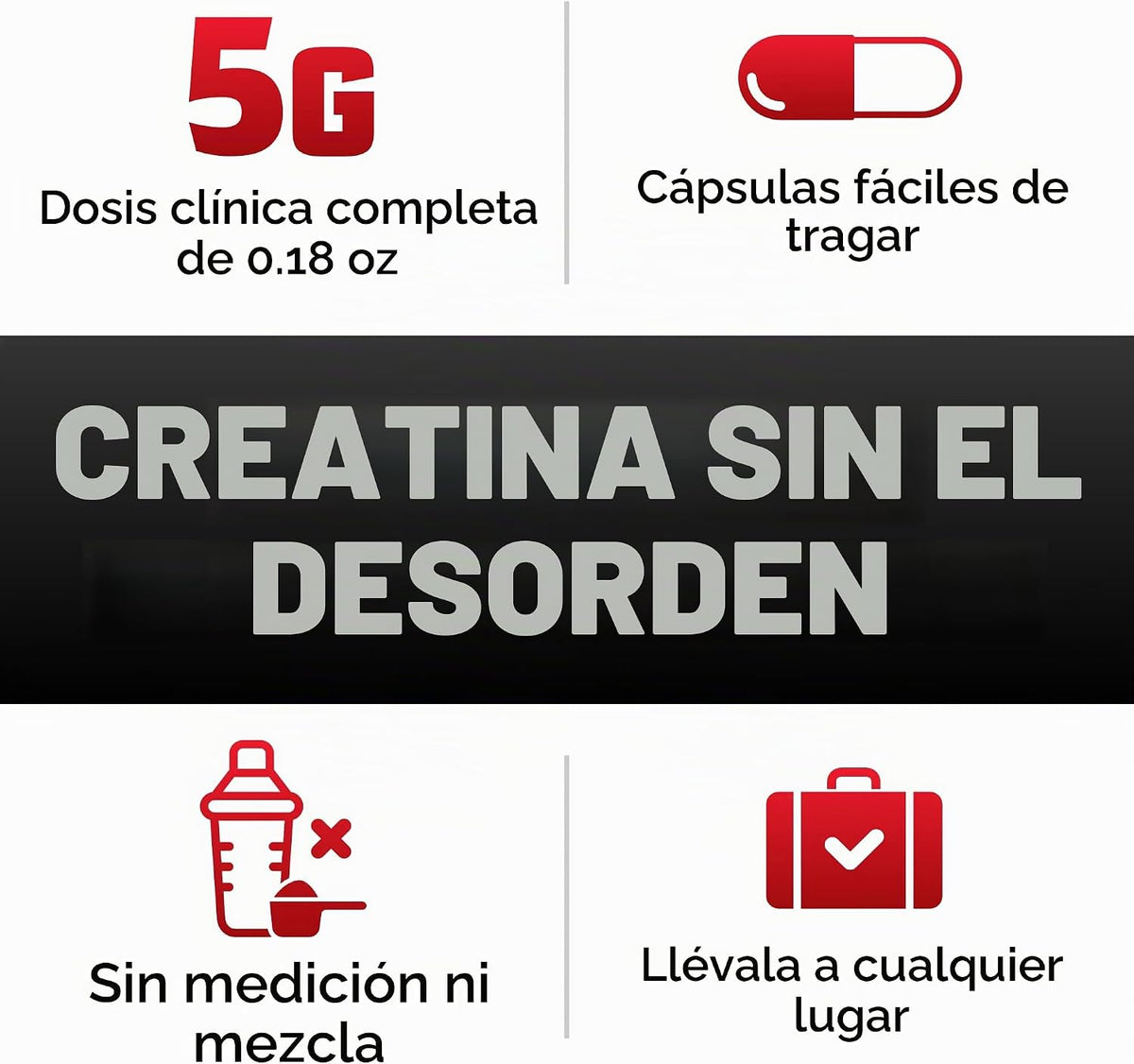 Cápsulas de monohidrato de creatina, 0.18 oz por porción, dosificad...