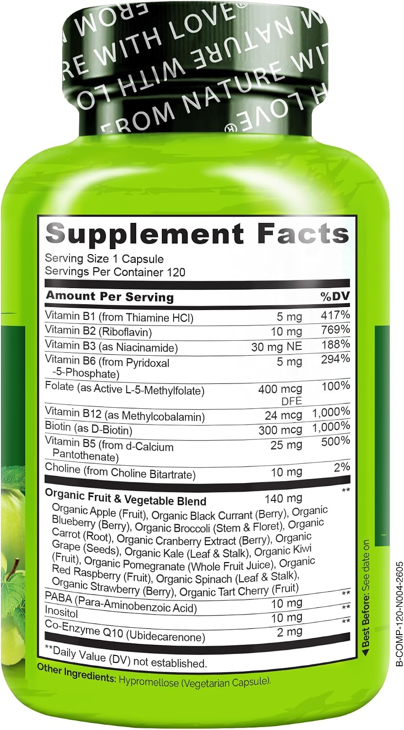 B Complex Parent, B-COMPLEX-120, 1 | Biotina, mezcla de frutas y ve...