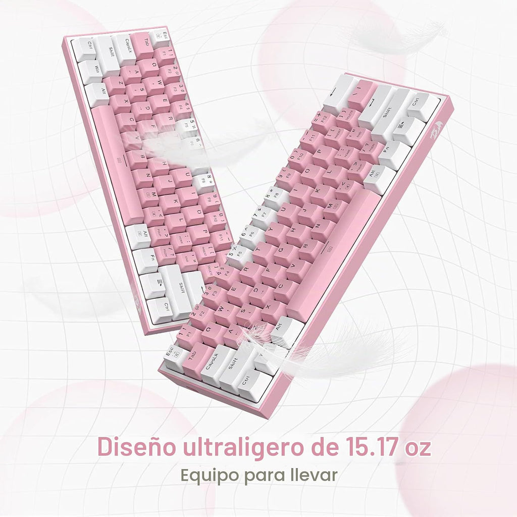 Redragon K617 Teclado mecánico para juegos RGB compacto con interca...