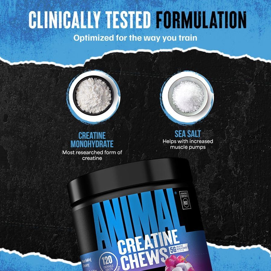 Masticables animales con monohidrato de creatina para hombres y muj...