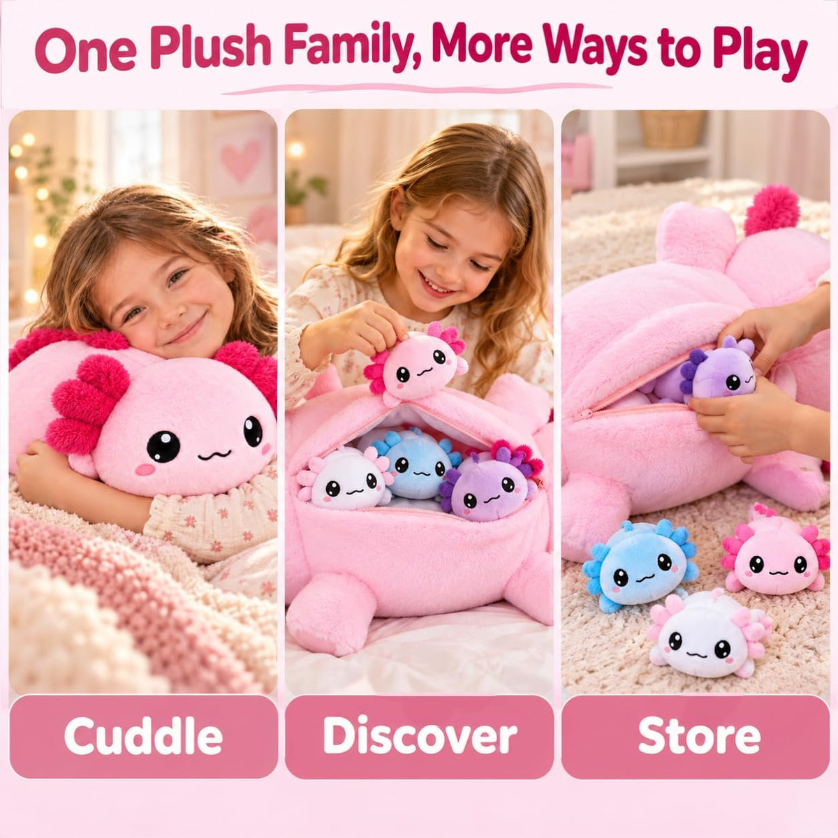 TOYSYM Axolotl - Animal de peluche con bebés, lindo peluche de axol...