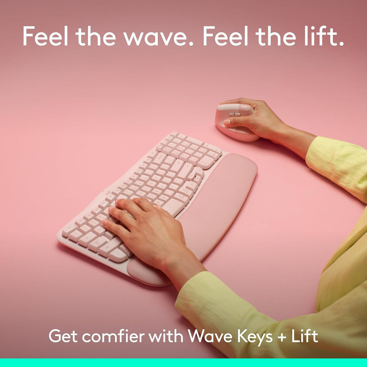 Logitech Wave Keys & Lift Vertical Mouse Combo inalámbrico ergonómi...