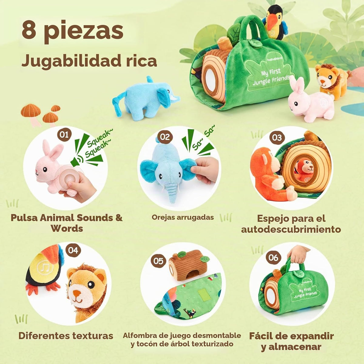 hahaland Juguetes para bebés de 6 a 12 meses, juego de animales de...