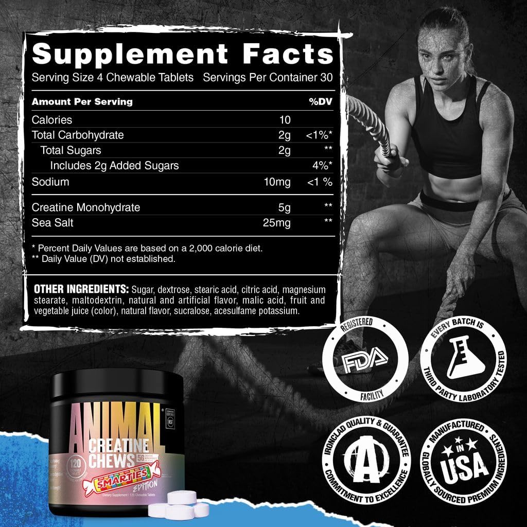 Animal Masticables de monohidrato de creatina para hombres y mujere...