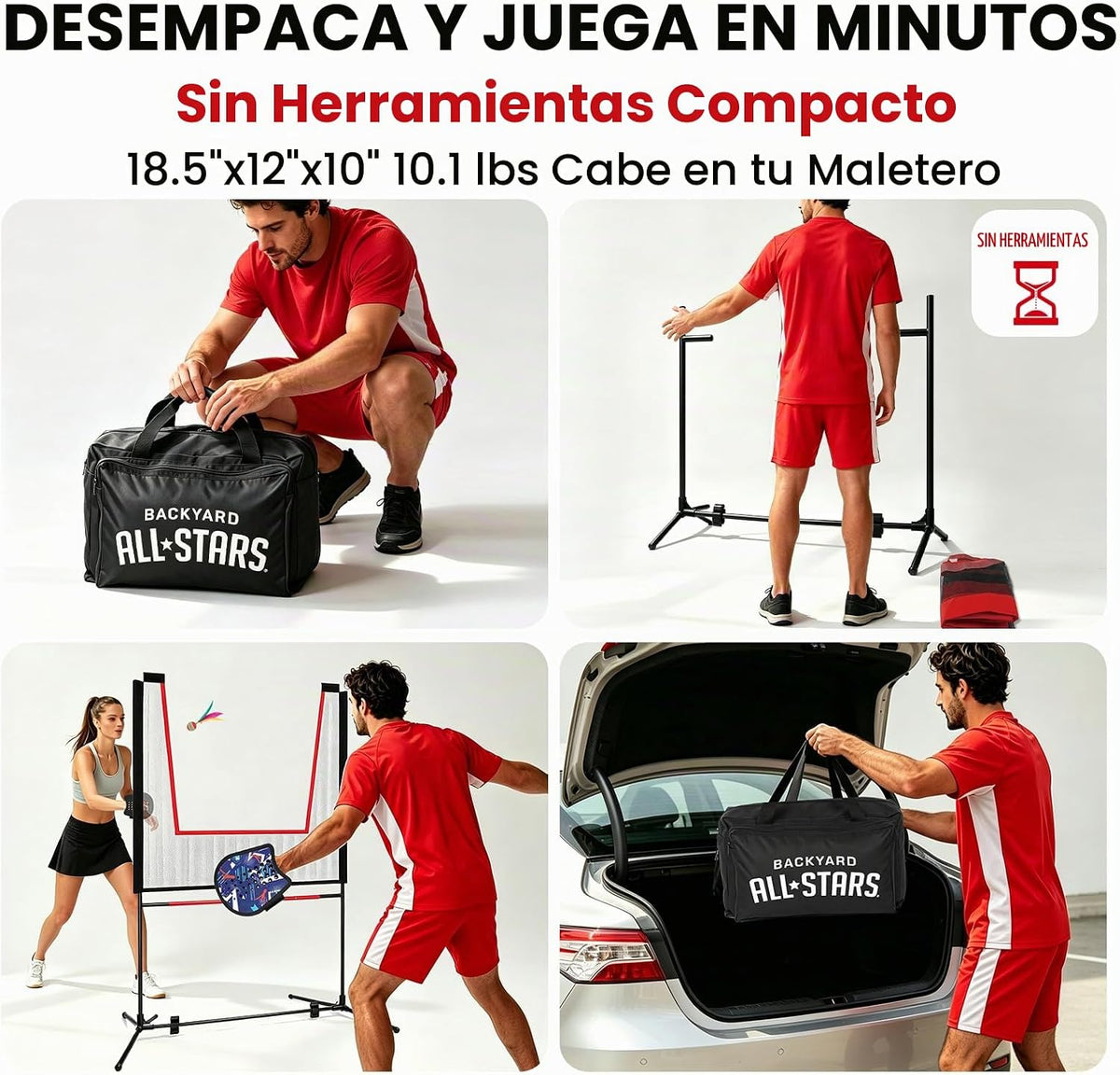 BACKYARD ALL-STARS Juego de remo con red, portátil para interior\/e...