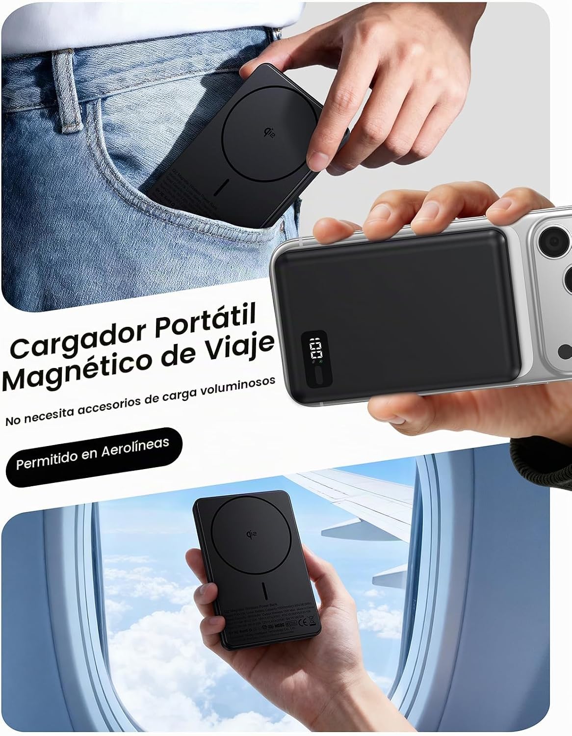 para Magsafe Power Bank Cargador portátil 10000mAh Qi2 para iPhone...