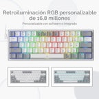 Redragon K617 Teclado mecánico para juegos RGB compacto con interca...