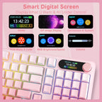 RK ROYAL KLUDGE Teclado mecánico inalámbrico S98 con pantalla intel...
