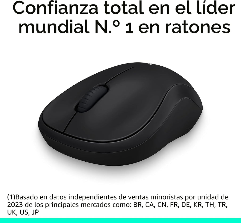 Logitech M185 Ratón Inalámbrico Ambidiestro Compacto con Empuñadura...