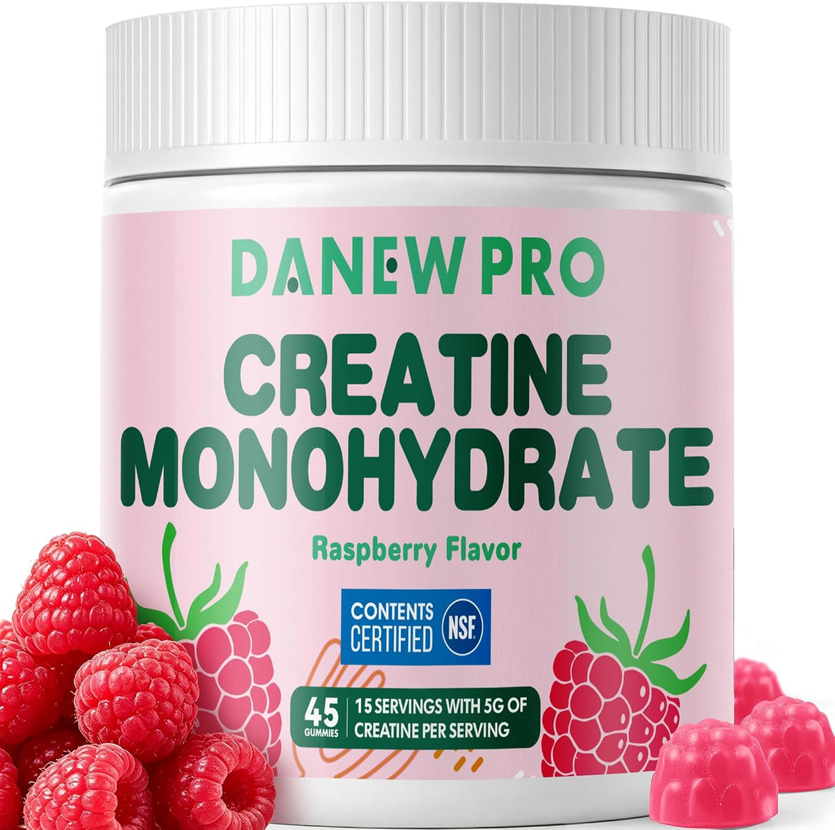 DANEW Pro Gomitas de creatina certificada por NSF 0.18 oz - Gomitas...