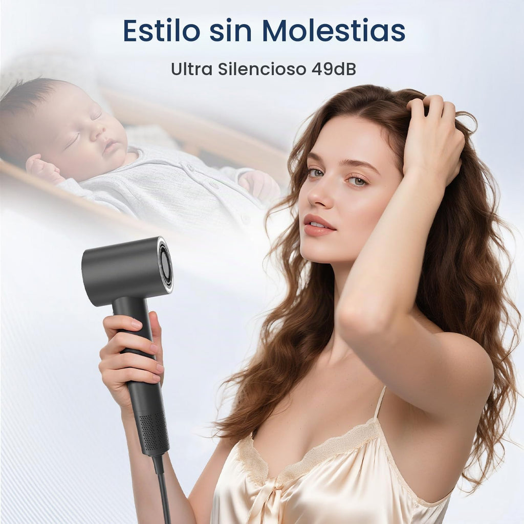 Secador de pelo con difusor, 180,000 RPM de alta velocidad con difu...