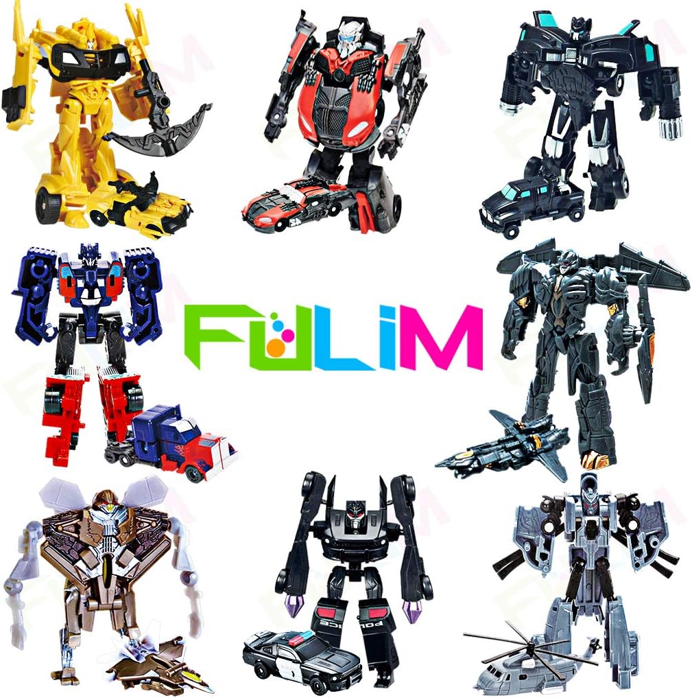 FULIM 8 piezas de minijuguetes de robot de automóvil, figuras de ac...