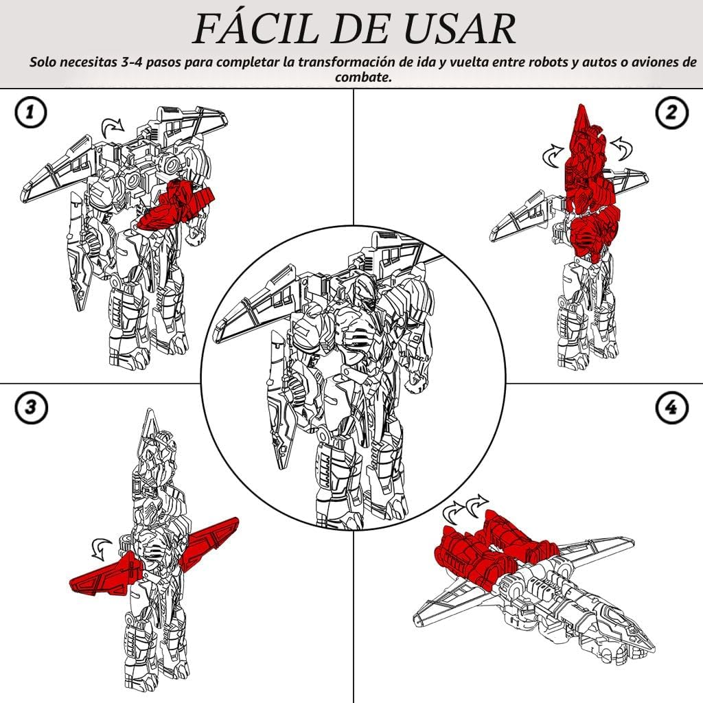 FULIM 8 piezas de minijuguetes de robot de automóvil, figuras de ac...