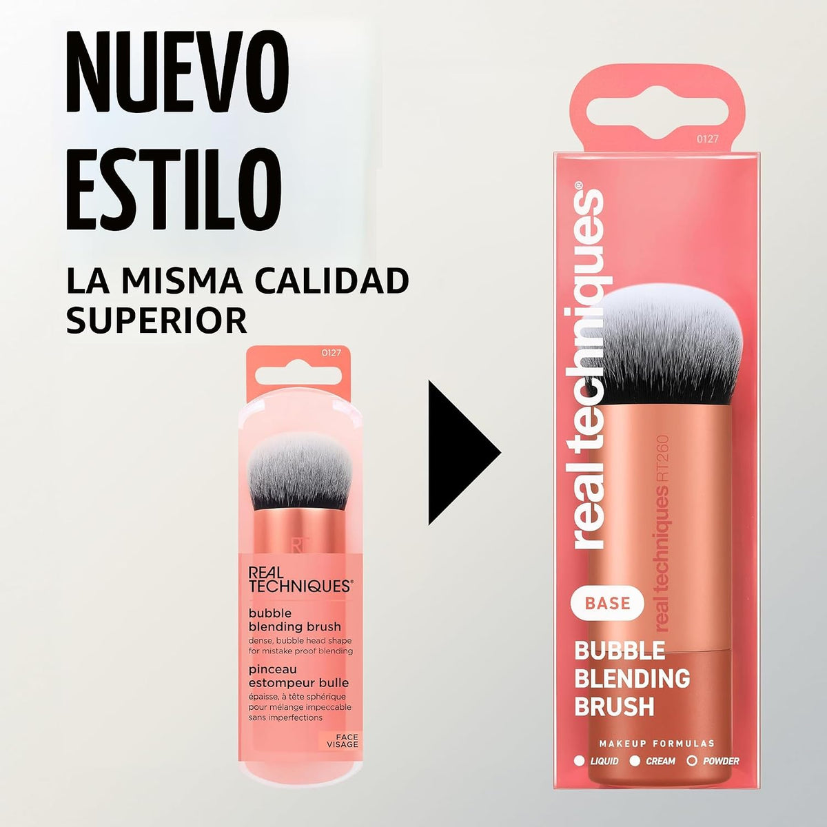 Real Techniques, brocha de maquillaje Bubble Blending, brocha multi...