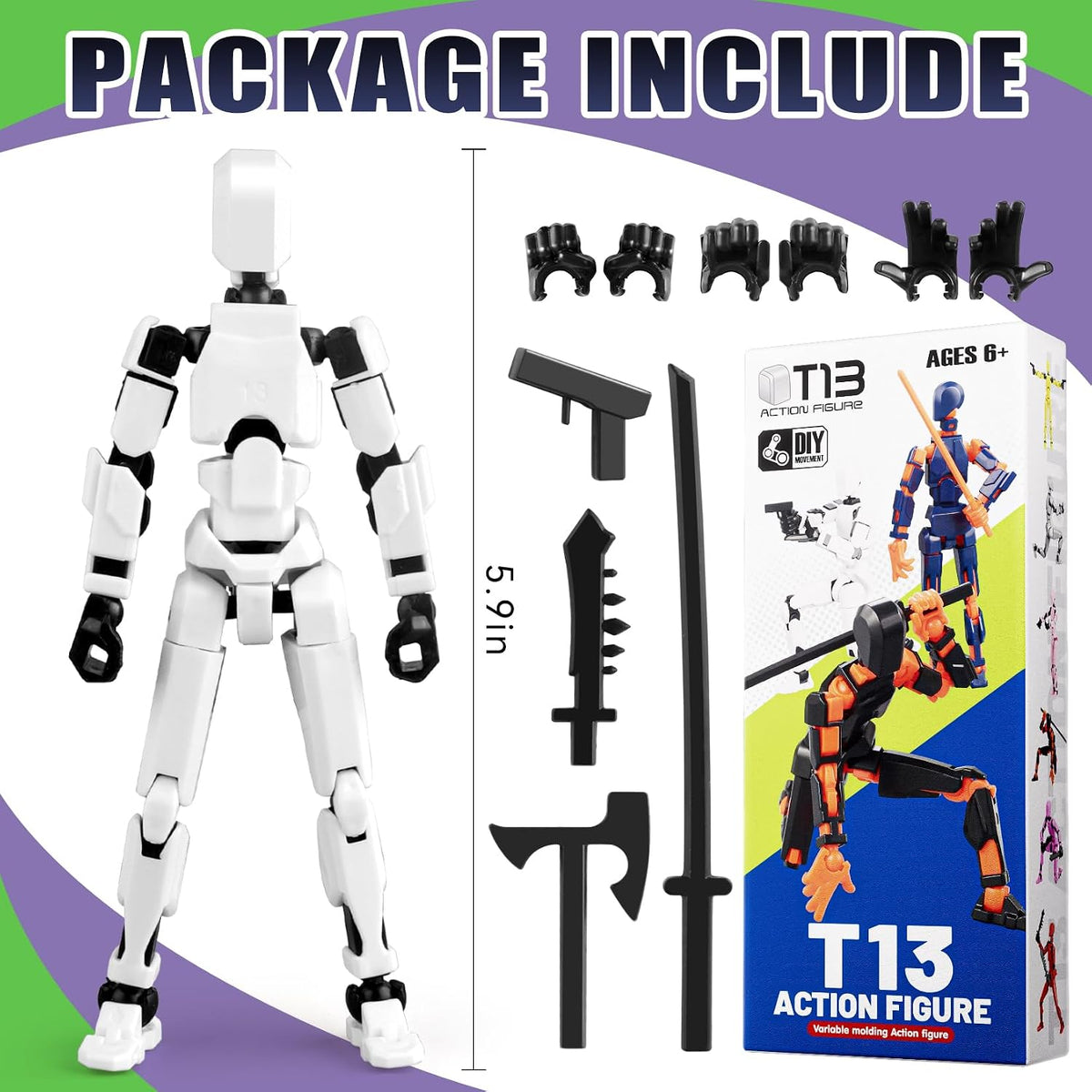BOZOBO Figura T13 totalmente articulada 3D impresa robot multiartic...