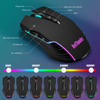 RedThunder K10 Combo inalámbrico de teclado y mouse para juegos, re...