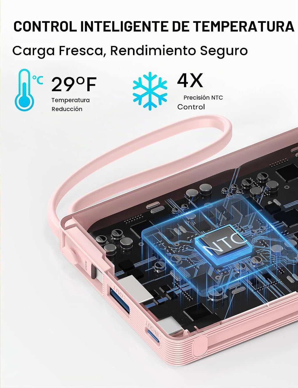 Paquete de 2 cargadores portátiles de 10000 mAh 22.5 W, cables inco...