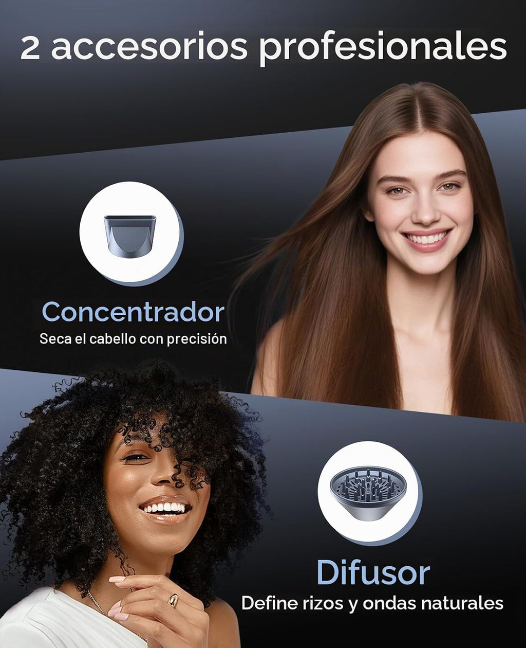 Secador de pelo con difusor, secadores de pelo CONFU para mujer | S...