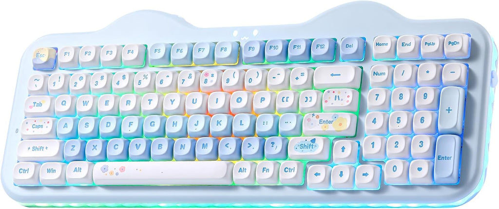 YUNZII Teclado mecánico inalámbrico C98 Cute Cake (azul, interrupto...