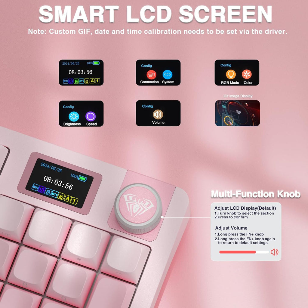 AULA S98 Pro Teclado mecánico inalámbrico para juegos con pantalla,...