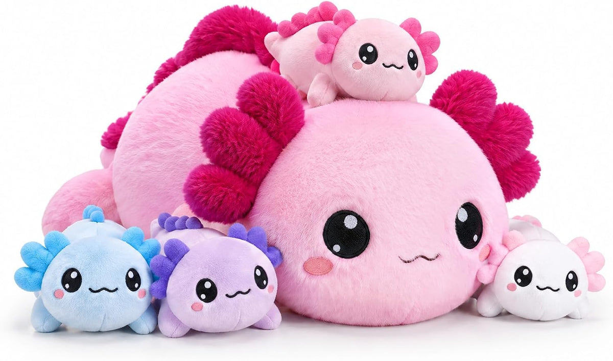 TOYSYM Axolotl - Animal de peluche con bebés, lindo peluche de axol...