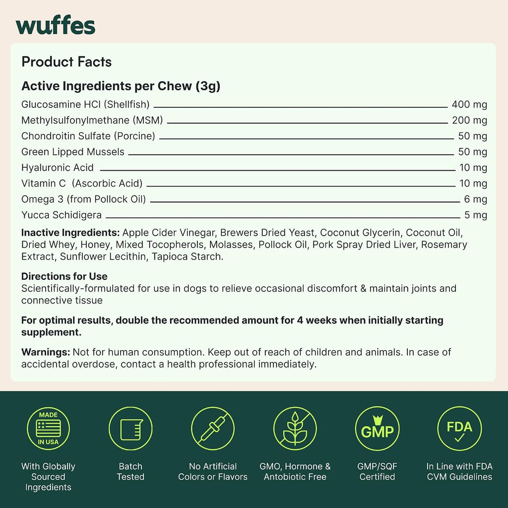 Wuffes Suplemento avanzado para cadera y articulaciones para perros...