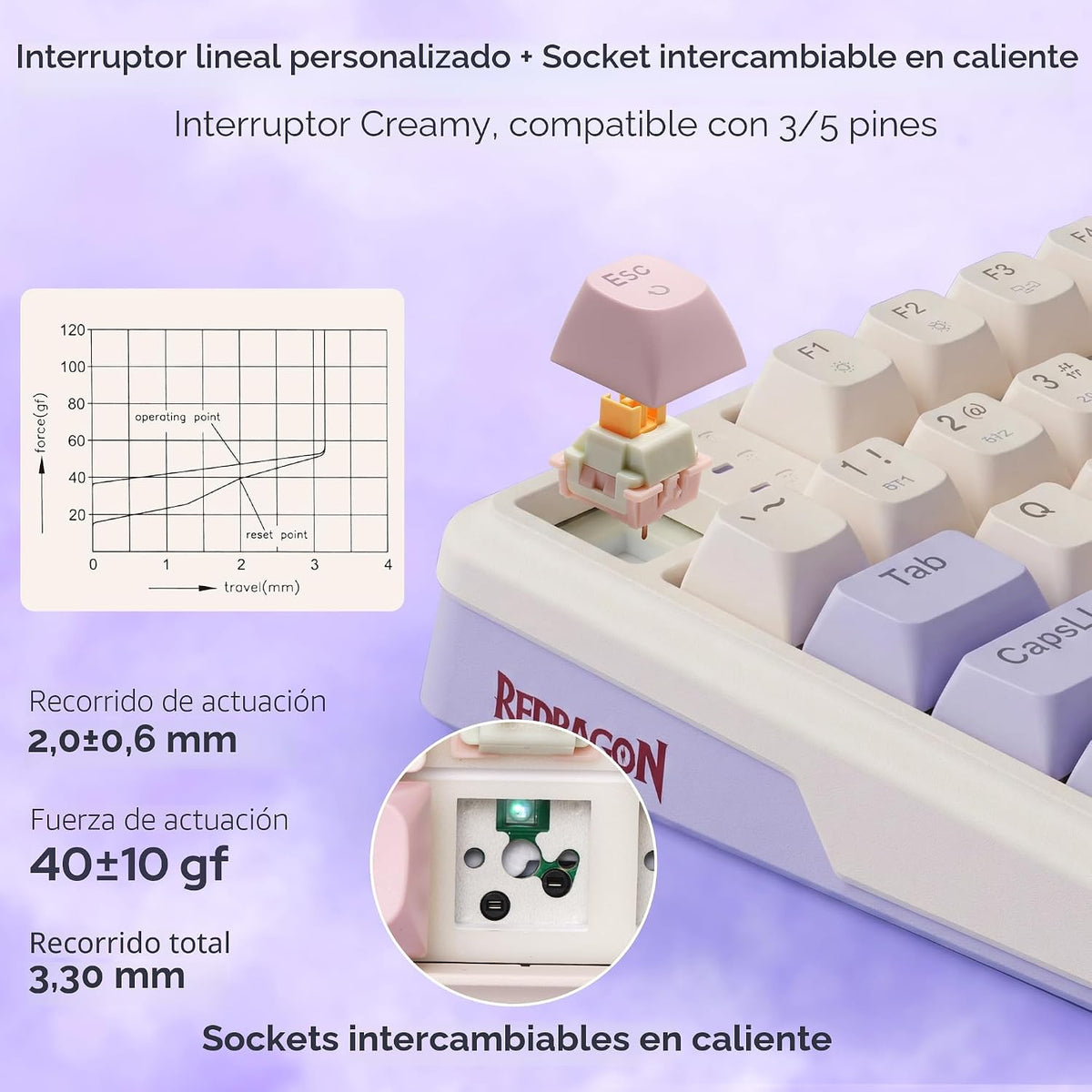 Redragon K768 PRO Teclado inalámbrico para juegos con junta de 100...