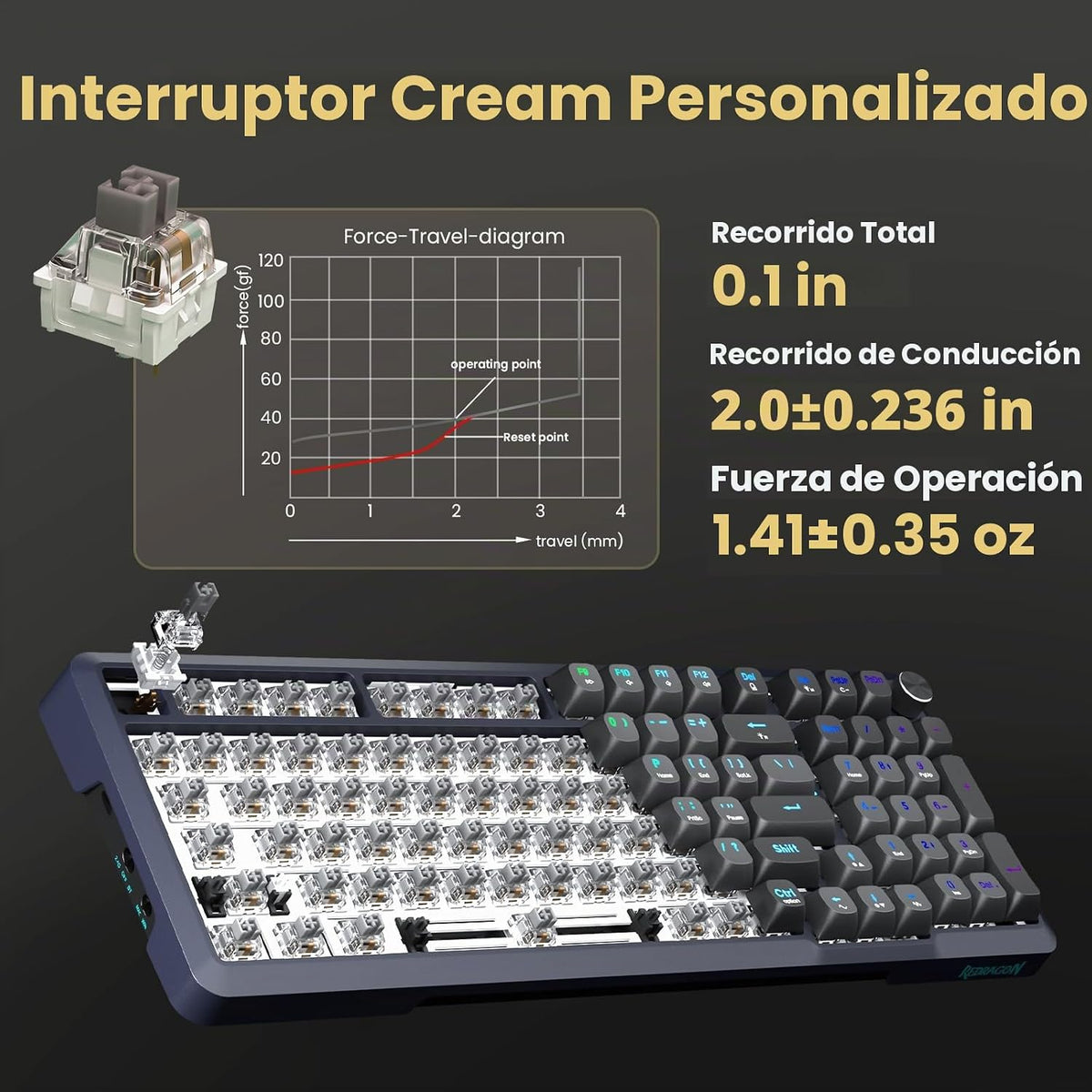 Redragon K688PRO Teclado mecánico inalámbrico para juegos con junta...