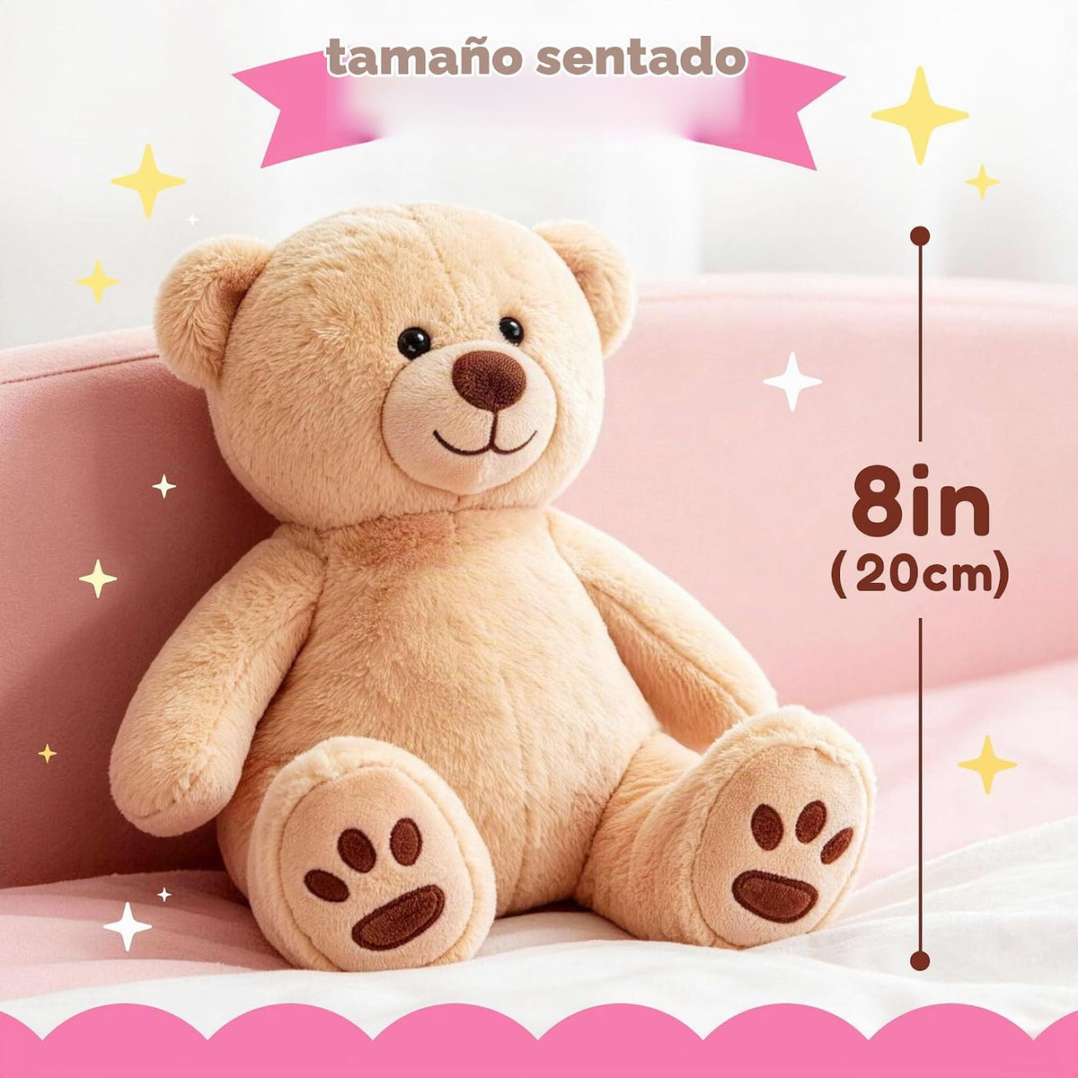 LotFancy Oso de peluche, peluche suave de 10 pulgadas, marrón claro...