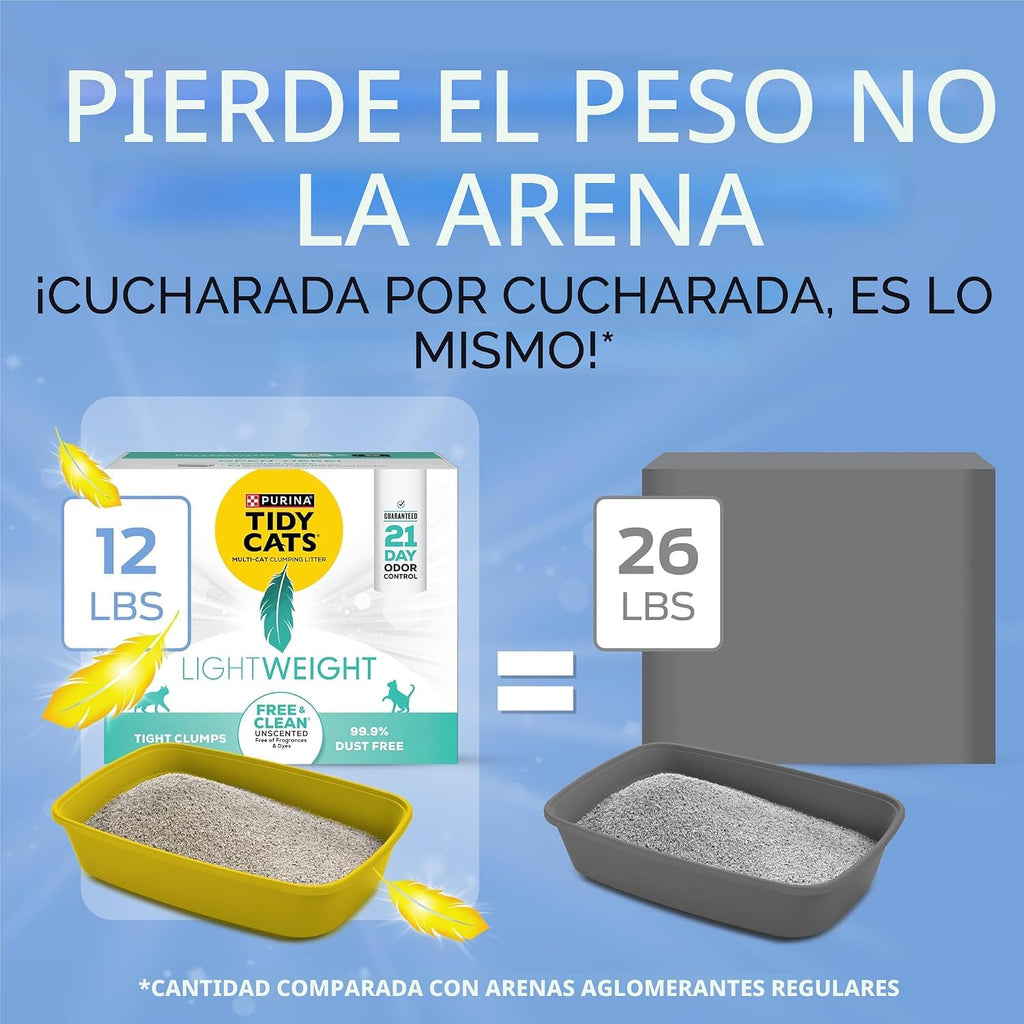 Purina Tidy Cats - Arena para gatos ligera, libre y limpia, sin per...