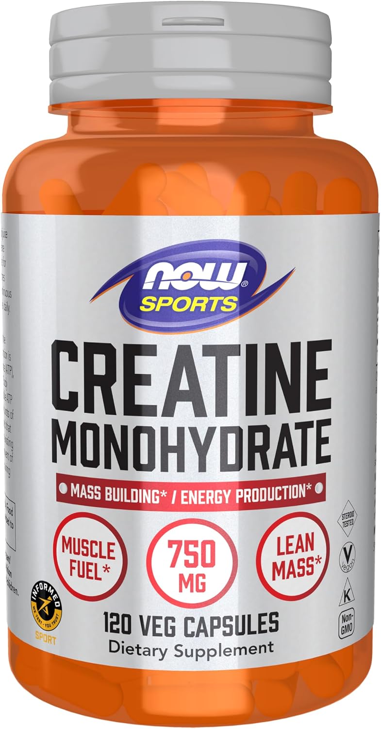 NOW Nutrición Deportiva, Monohidrato de Creatina 750 mg, Edificio M...