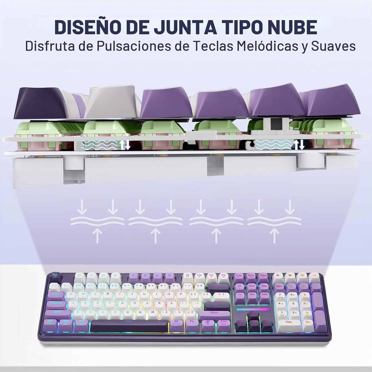 Redragon K745 PRO Teclado inalámbrico de 108 teclas RGB para juegos...