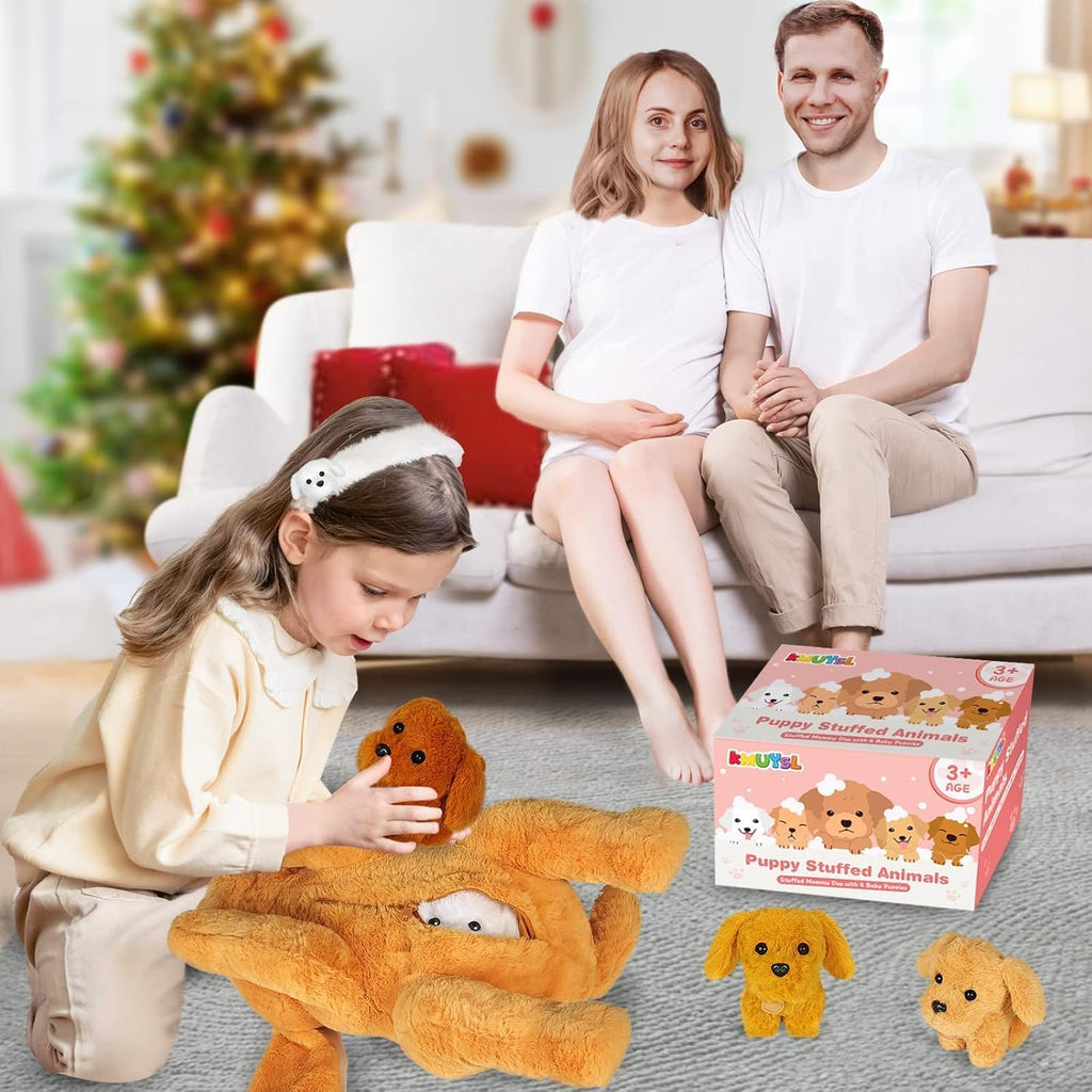 KMUYSL Juguetes de peluche para mamá con 4 bebés, animal de peluche...