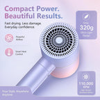 Secador de pelo iónico plegable con difusor, 1875W, rosa azul | Mot...